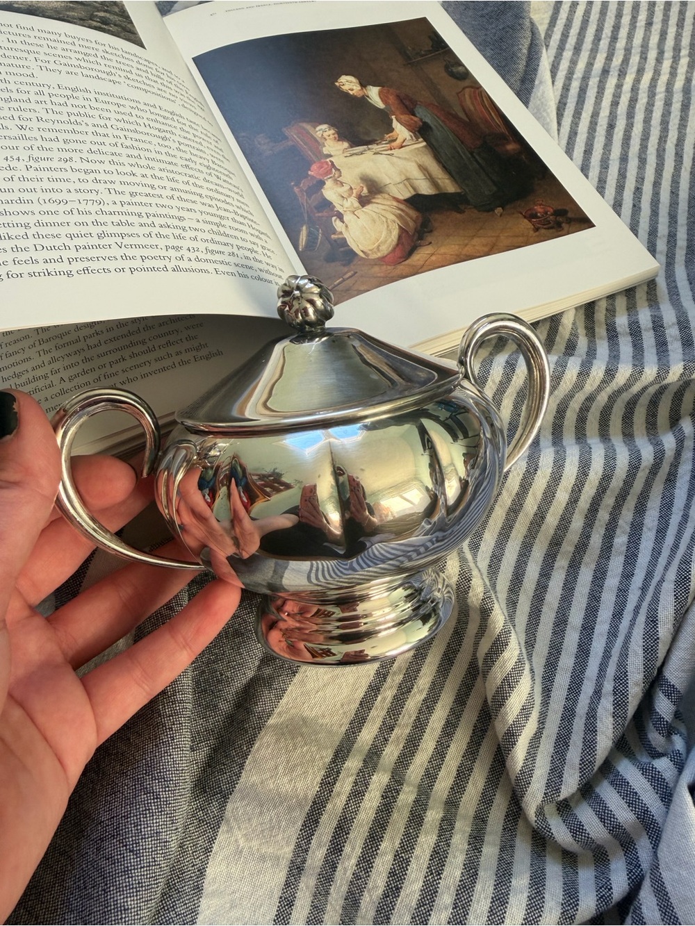 Silver Plated Covered Sugar Bowl with Handles
